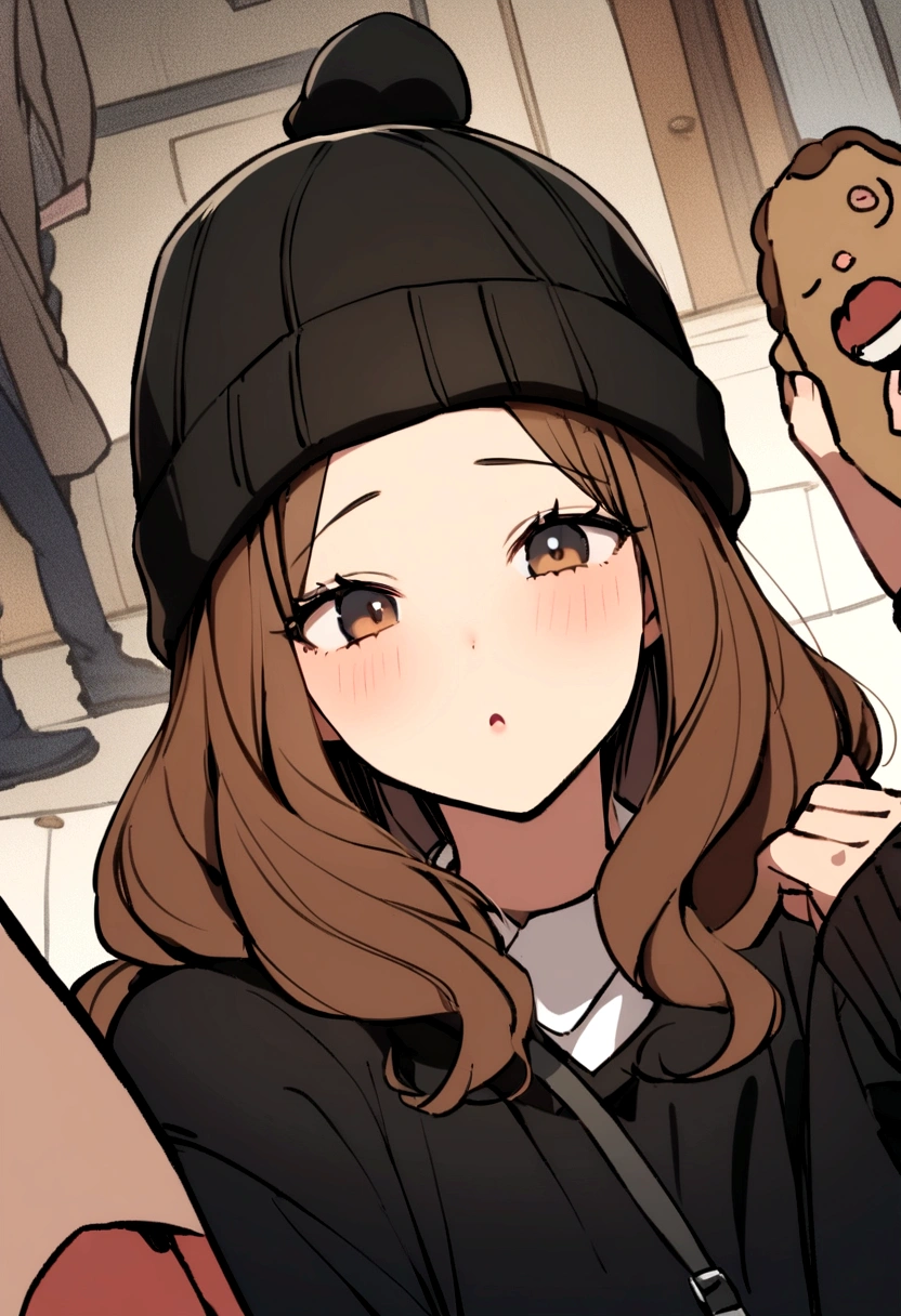 Boy with medium-long brown hair and a black beanie hat who stole his friend's girlfriend