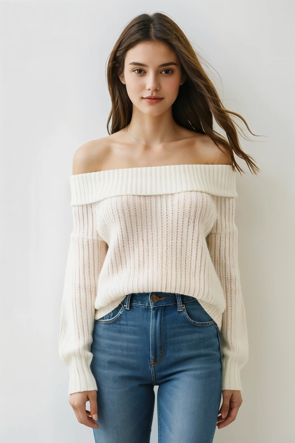 ((best quality)), ((masterpiece)), (detailed), 1 Girl, Off-shoulder sweater,