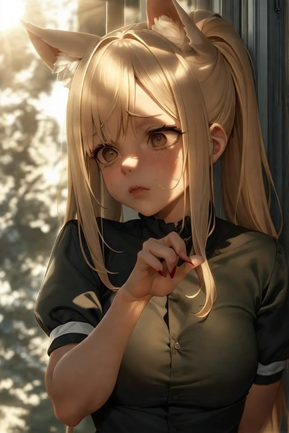 animated cartoon、Blonde girl with red eyes、独奏、Clothes with frills、Soio、bamboo grove