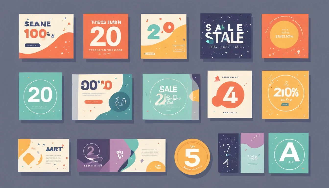 Flat 2D art, design realistic sale template, simple flat color, 2-dimensional, flat 2d art style, simple shapes, simple vector