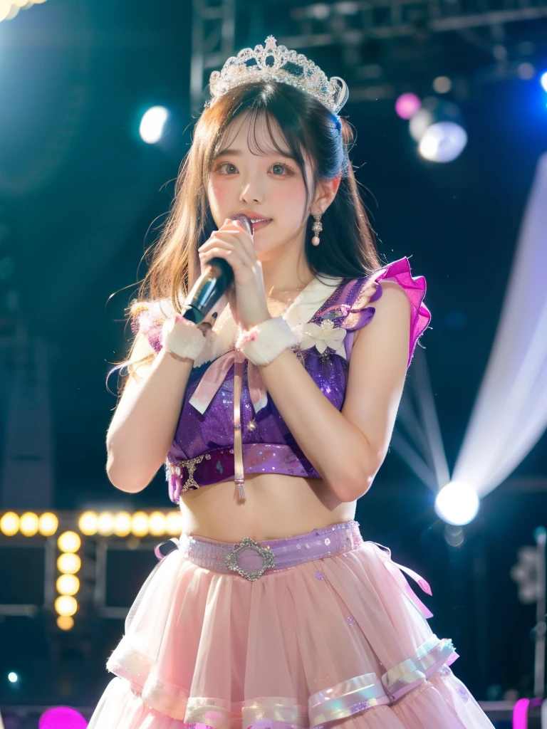 Girl Idol,
pink japanese idol costume,purple,
stage,Performance Site,Bokeh,
8K,RAW Photos,Highest quality,masterpiece,Realistic,photo-Realistic,