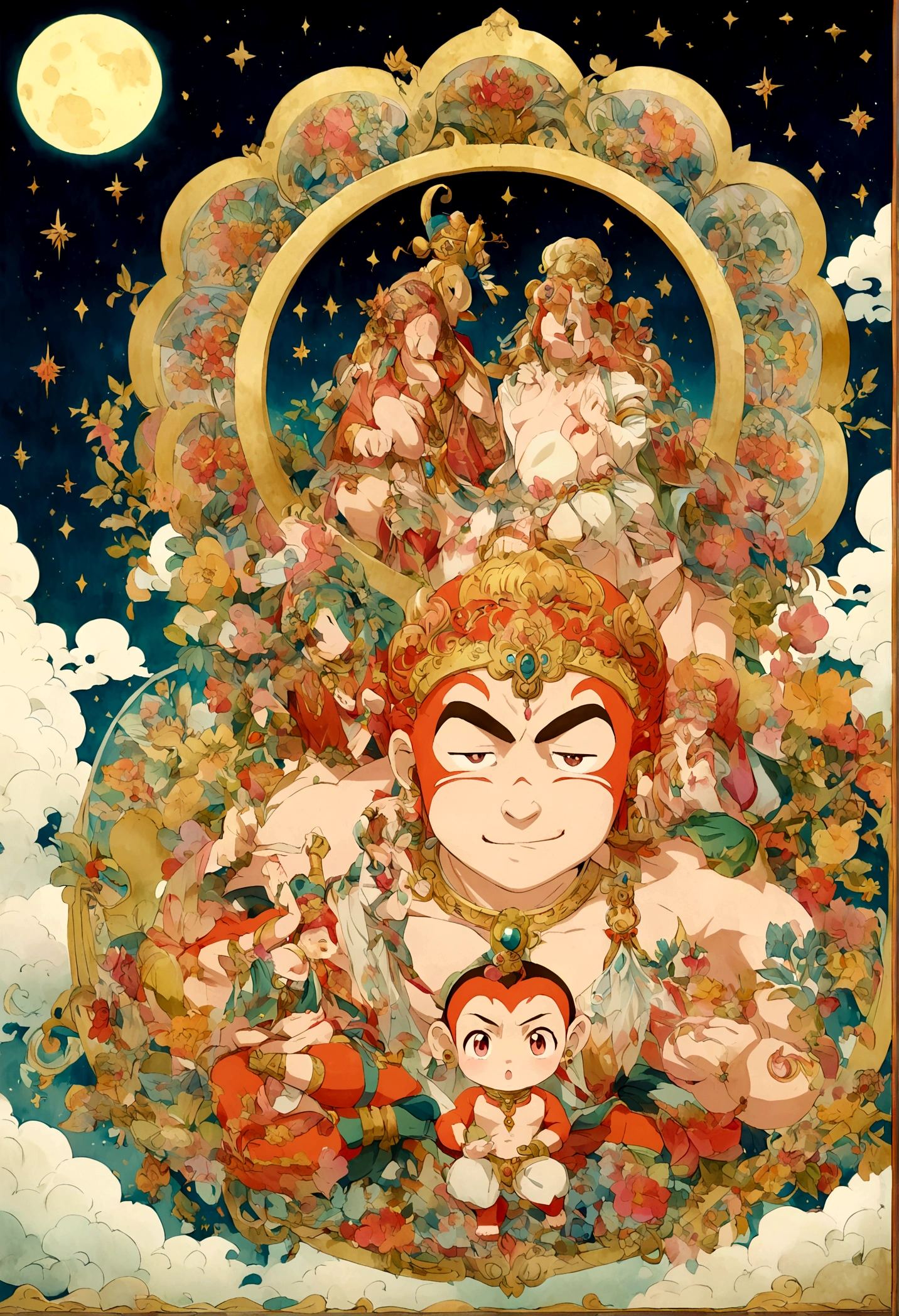 Moon picture with Hanuman anime 