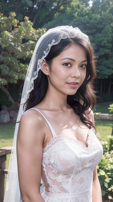 masterpiece, 8k, photorealistic, optimal ratio, detailed face, ((Audience Watch)), , realistic, Small and Perky Breasts, Photo with upper body facing forward, Detailed and beautiful hair, fine skin, RAW color art, diffused soft lighting, sharp focus, cinematic lighting、smile、Bride in a bra、1、Asian beauty、chignon、New York night view、、blur the background、upper body photo、White wedding dress、、Bride in cute underwear、Cute bra