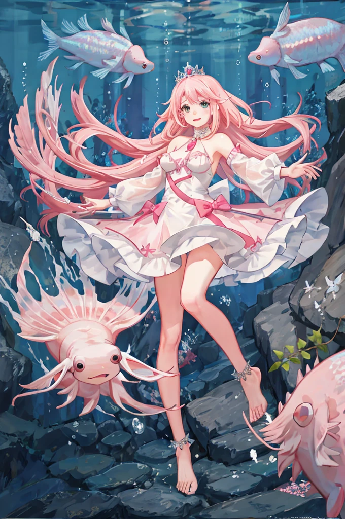 ((1Girl)) ((Looking at viewer)) ((Slime girl)) ((Fairy girl)) ((Up close)) ((Adult Slime girl)) ((Adult Fairy Girl))
Opal is a slime girl, the color of her slime is pink, she has pointy elf ears, her hair is a shoulder length white, her skin is milky white, she has Heterochromia iridum Her left eye is pink, and her right eye is blue , her clothing is that of cottagecore, wearing knee length dresses, in whites and yellows, she wears slip on mary janes, colored white, she wears frilly socks that go to her ankles. she wears a headscarf sometimes.
She is a girl that lives/is covered in pink slime, she has pointy elf ears, and long white hair, she has milky white skin covered in pink slime, she has Heterochromia iridum, her left eye is pink, and her right eye is blue, Opal wears nightgown type dresses that stop at her knees, she wears socks with ruffles on them, her shoes are black maryjanes the type that you slip on with a strap on the front, she wears a small headscarf, she has fairy wings on her back that are just now sprouting out.