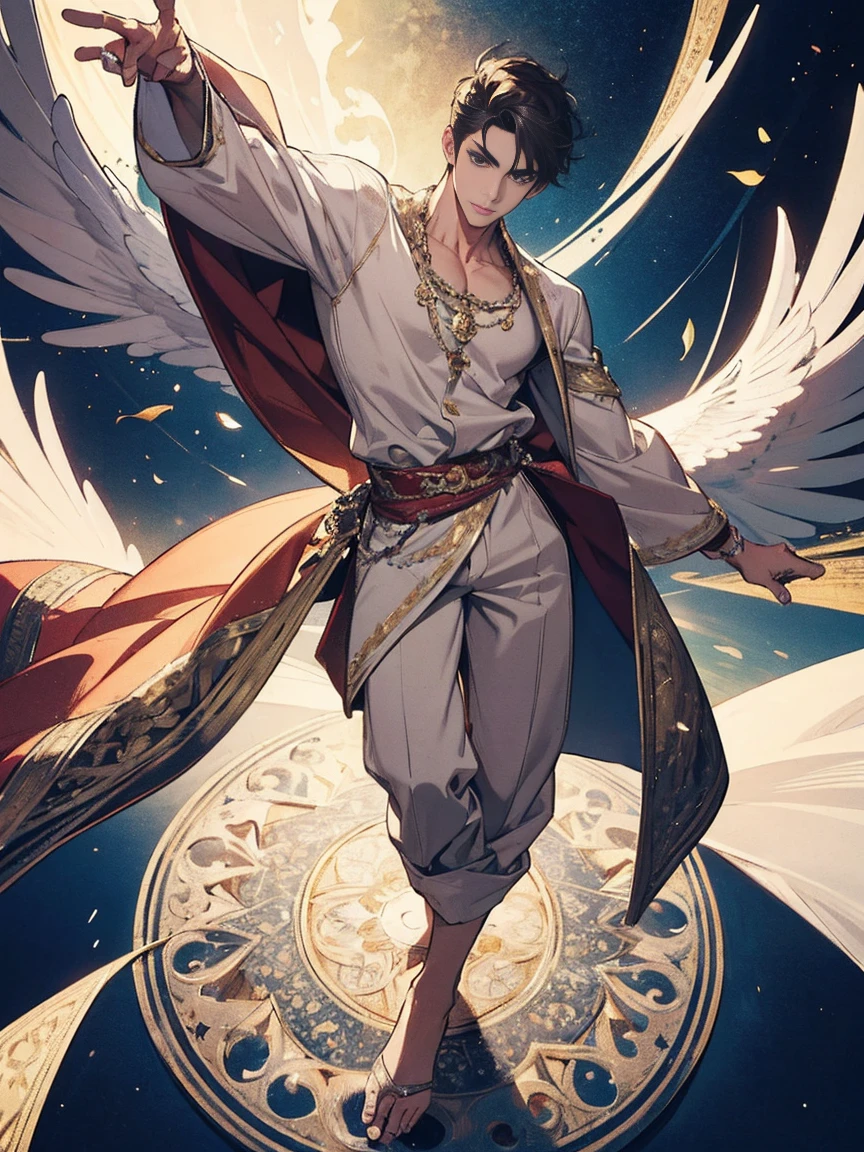 (masterpiece), (highest quality), (super detailed), ultra-detailed, Beautiful face, (((male))), whole body, Down to the toes, Stylish, Muscular, Believer,