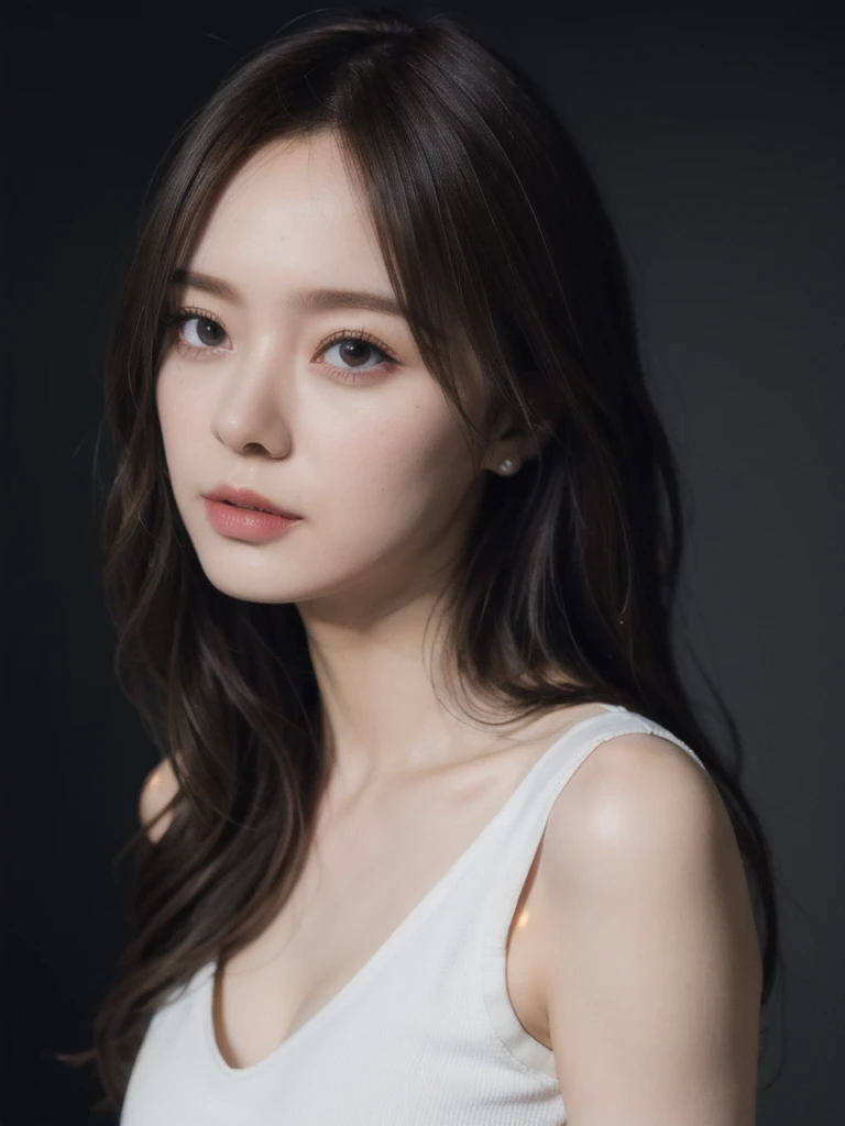 1girl, woman, masterpiece, best quality, highest quality, cinematic lighting, (volumetric lighting), extremely detailed CG unity 8k wallpaper, focused, 8k wallpaper, extremely detailed, ultra realistic, photorealistic, sharp focus, absurdres, (HDR:1.2), (high contrast), photograph, detailed and intricate, instagram, portrait, highly detailed, digital painting, artstation, concept art, smooth, sharp focus, illustration, cinematic lighting, (whole body:1.2), (White tanktop)