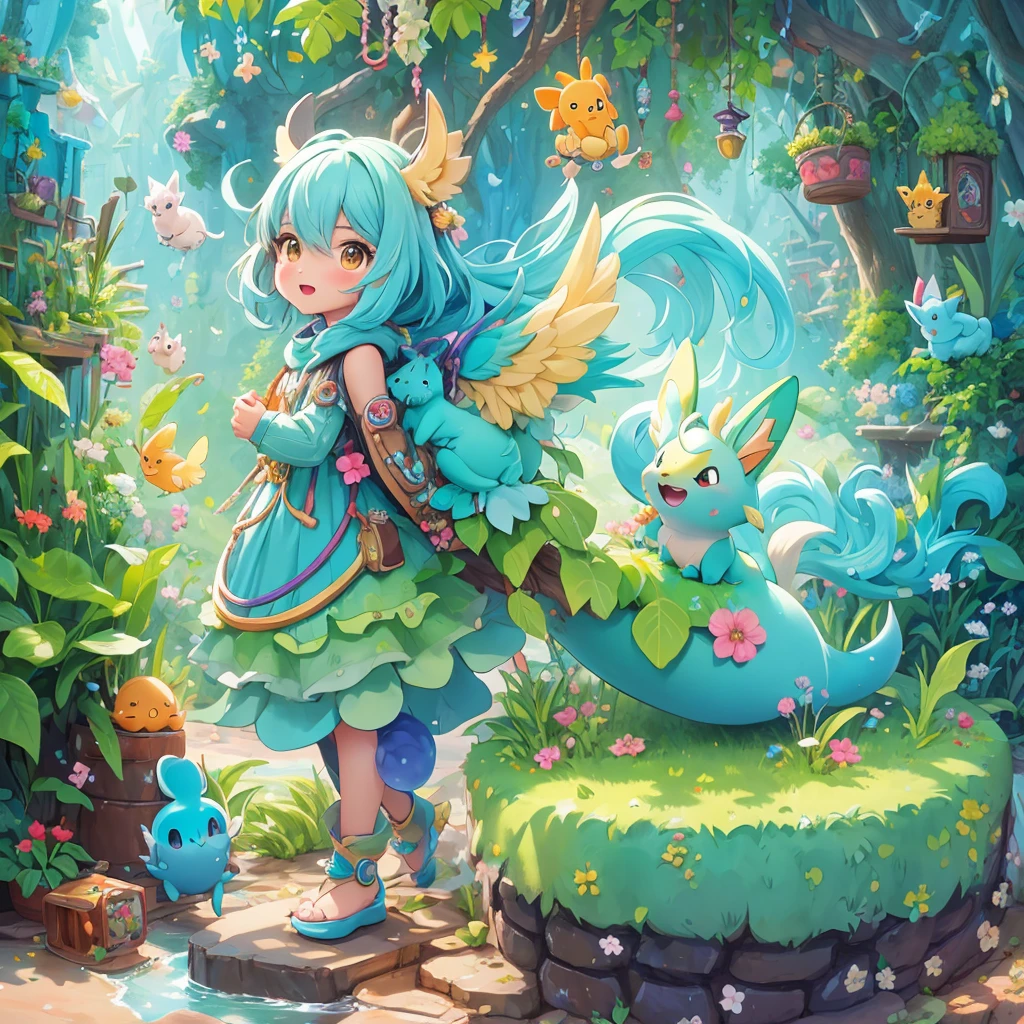 best quality,Super detailed,Realistic,(Pixel art,Concept Art:1.2),mood,Unbridled imagination,quirky style,Cartoon creatures,Crazy combination,chaotic scene,,creativity,Art,mixed species inspiration,Pokemon style,Love to play、whimsical、Colorful、Playful、imagination、Mysterious atmosphere、Cute characters、unique design、fictional animals、eye-catching、Attention to detail、Colorful、expressiveness、Entertainment、Unconventional、Stimulate、various kinds,animal diversity,harmonious relationship,peaceful coexistence,animal world,Art performance,Beautifully illustrated creatures,Amazing fusion,hybrid animals,Unusual biological pairings,Pokemon Art Style,Digimon Key Art,Shansen JianArt,Maki Haku,BitmapArt,releaseimagination,charming depiction,Case,Interesting visual storytelling,Rich creativity,Wonderful composition,Natural Art Inspiration,Fascinating Art Works,Rich narrative,Whimsical story,Playful interpretation,Rich imagination settings,Unique artistic expression,Lively and dynamic,images full of energy,stunning details,Carefully crafted artwork