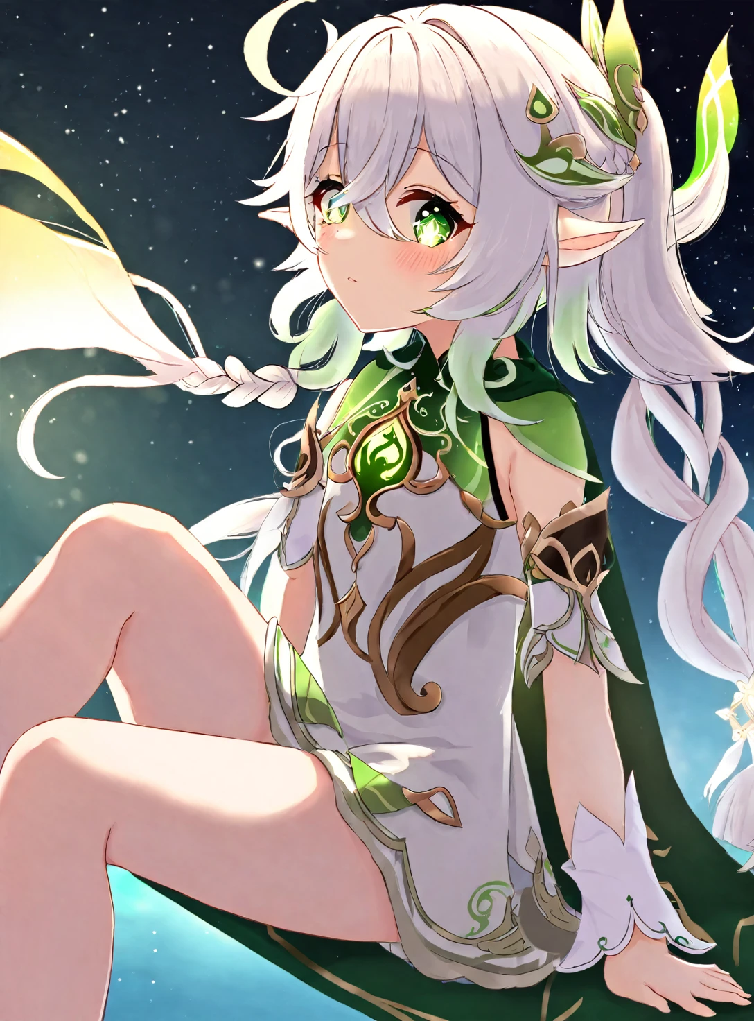 masterpiece,Highest quality,Starry Sky,alone,One person,
Nahida,Look Up,Green Eyes,naked,