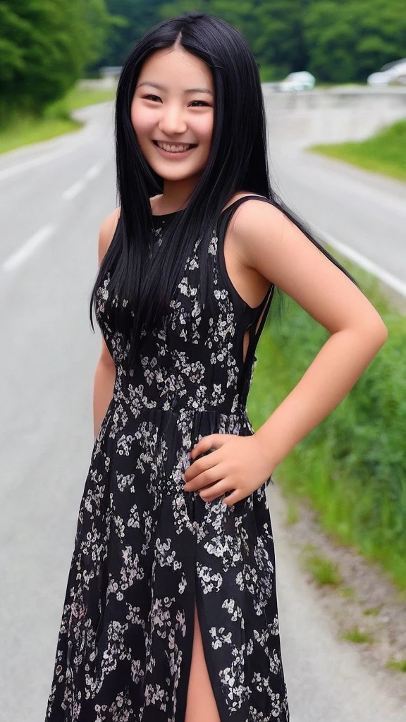 A india cute gril blac hair cute smile dress with mekhela sador and warking at the road insgram model 19years old