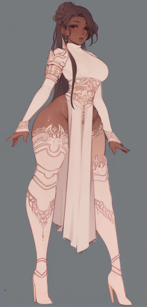 a drawing of a woman in a white dress, full body adoptable, full body xianxia, full body details, fullbody view, desert robe, beautiful full body concept art, by Lü Ji, clear outfit design, outfit design, ancient white dress, full body concept, full body single character, dnd commission, detailed full body, different full body view