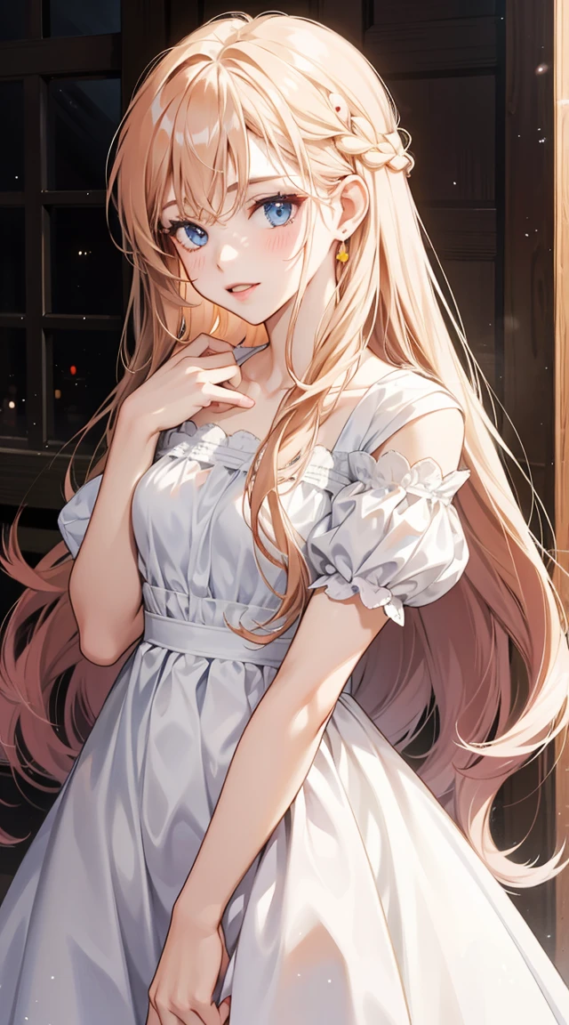 Make gril with white dress long hair look like anime