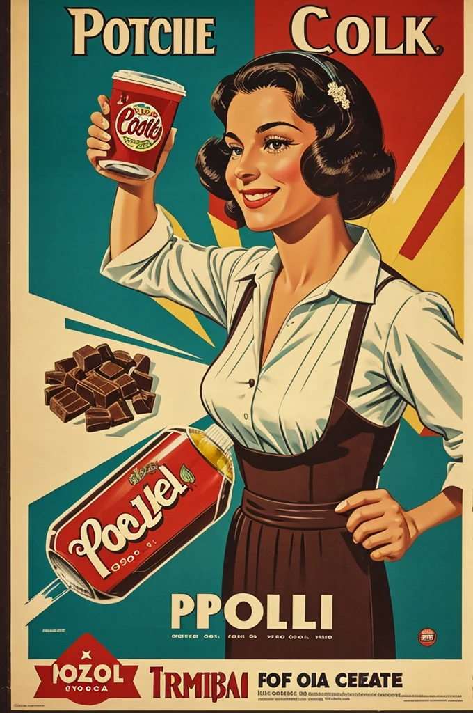 Retro poster promoting the pozol cocoa drink only the drink