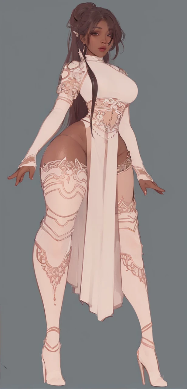 a drawing of a woman in a white dress, full body adoptable, full body xianxia, full body details, fullbody view, desert robe, beautiful full body concept art, by Lü Ji, clear outfit design, outfit design, ancient white dress, full body concept, full body single character, dnd commission, detailed full body, different full body view