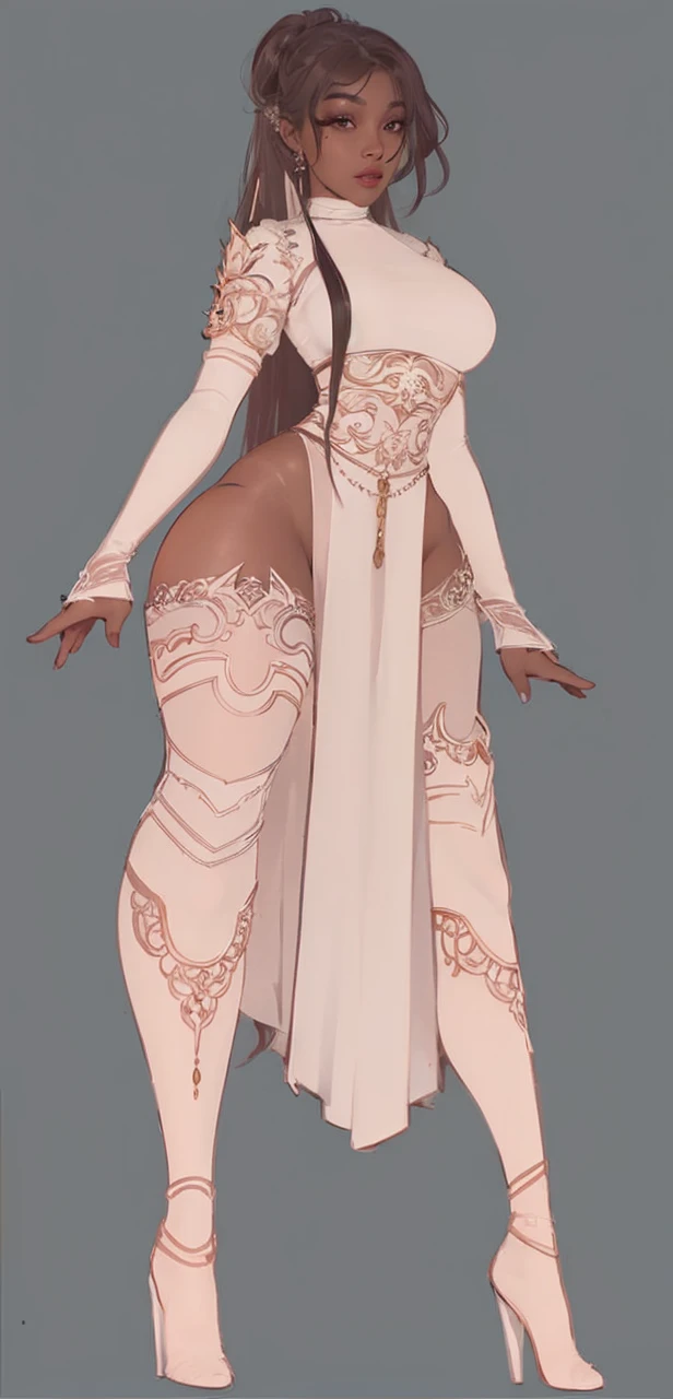 a drawing of a woman in a white dress, full body adoptable, full body xianxia, full body details, fullbody view, desert robe, beautiful full body concept art, by Lü Ji, clear outfit design, outfit design, ancient white dress, full body concept, full body single character, dnd commission, detailed full body, different full body view