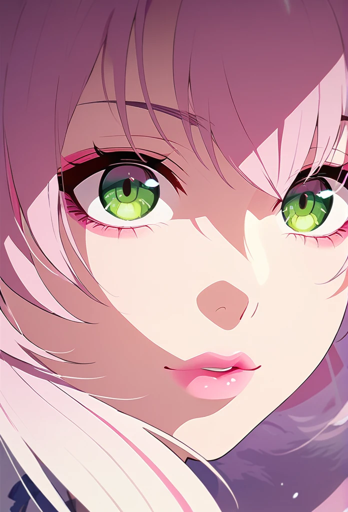 beautiful detailed eyes, beautiful detailed lips, extremely detailed eyes and face, a kitsune, pink hair, green eyes,