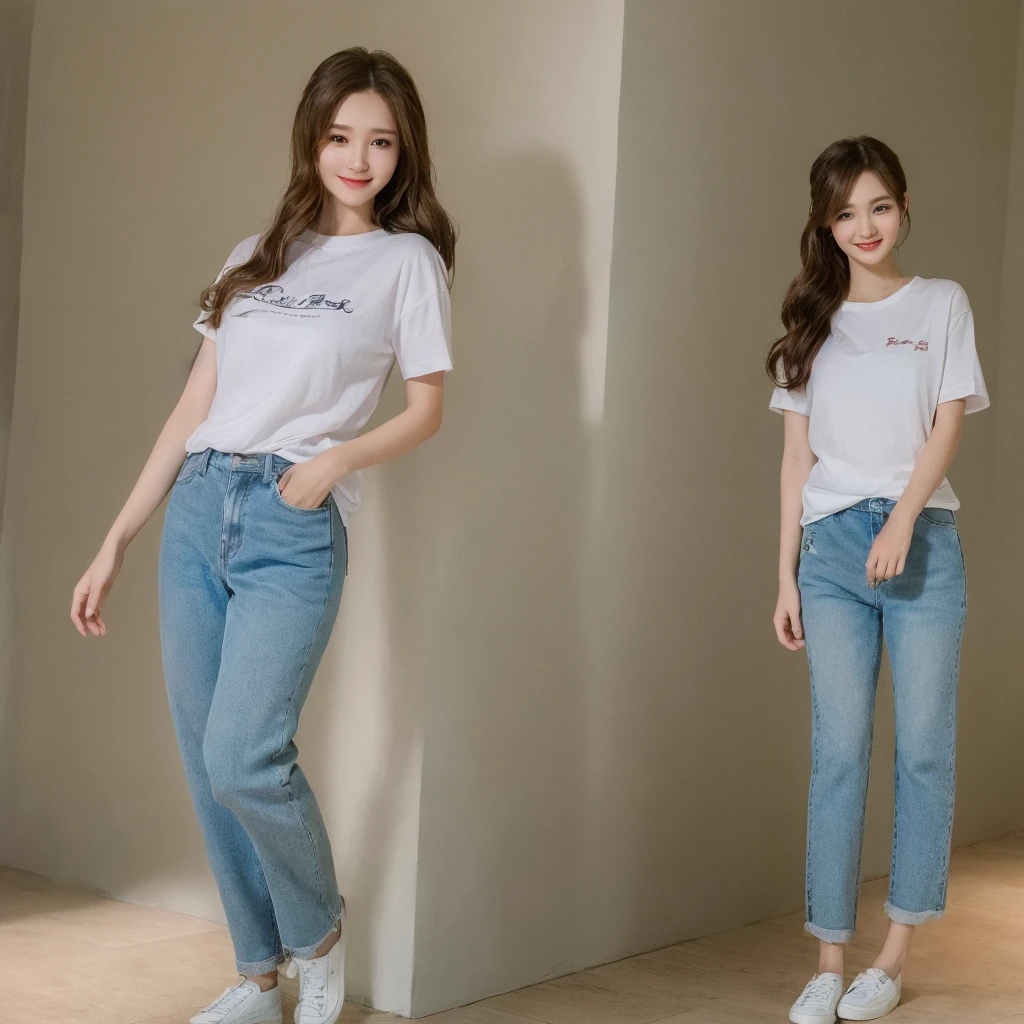 ((Best Quality, 8K, Masterpiece: 1.3)), 1girl, Superb Body, (Casual Hairstyle, ), Casual Clothes, Super Fine Face, Detailed Eyes, Smile, Home, Full Body Shot