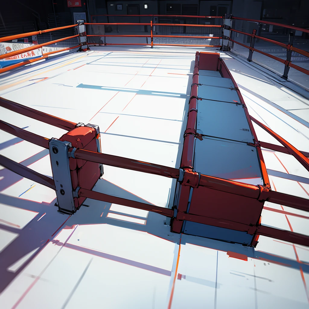 empty boxing ring/ side view/ lines / semi-realistic