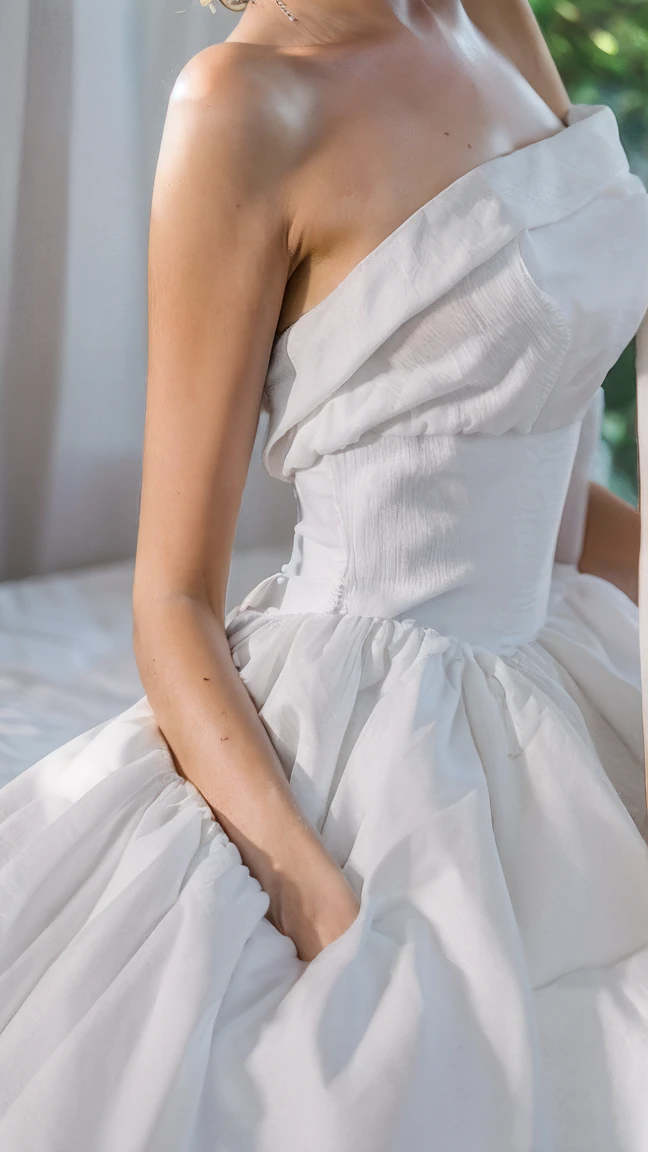 A pretty young woman photo, solo, , masterpiece, best quality, depth of field, bokeh, ultra realistic, photorealistic, RAW photography, extremely high resolution, amazingly high detailed eyes and face, adorable, ray tracing, spreaded legs towards camera , wears white tights and white skirt, no underwear, while seated on the bed, small, , cute, shy, wet, full body, sexy, , innocent, naked, show pussy, tiny_breast