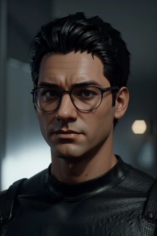 Cartoon character of a man with black glasses and BLACK shirt, animation character, stylized character, animation style rendering, 3D stylized, Representation of Arnold Maya, Stylized 3D rendering, cartoon rendering screenshot, 3D character, 3D character, Stylized 3D rendering, 3D character rendering, cartoon character, Close-up character, Character pose, (Pixar Style) (master part:1.2) (bokeh) (Best Quality) (detailed skin) (Detailed texture) (8k) (clay) (cinematic lighting) (sharp focus