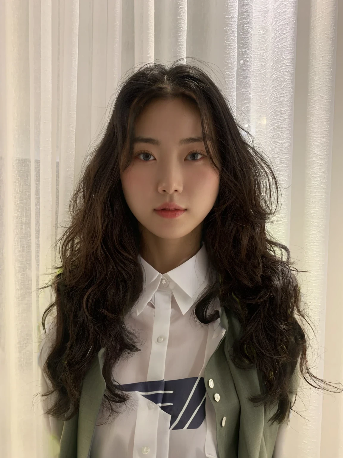 Best Quality, 8k, Masterpiece, (Portrait: 1.3), (photo realistic:1.4), (hyper realistic:1.4), Sharp Focus, looking at viewer, (smoother lighting:1.1), (increase cinematic lighting quality:0.9), realistic lighting, backlighting, light on face, ray trace, (brightening light:1.2), (Increase quality:1.4), sharp detail, (best quality real texture skin:1.4), finely detailed eyes, black_eyes, finely detailed face, 25 year old Korean woman