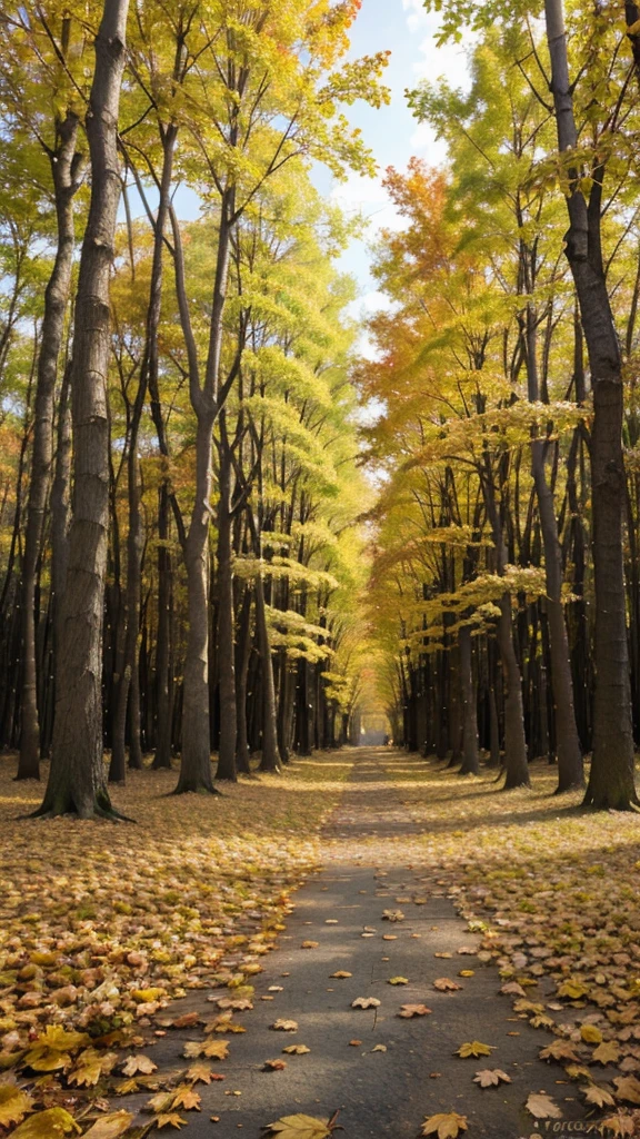 Who created the watercolor clipart of autumn yellow leaf forest with no background
