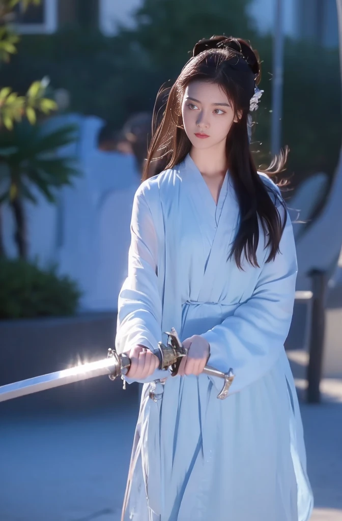 1 girl,Looking at the audience, Focus alone, Practical, Holding a sword