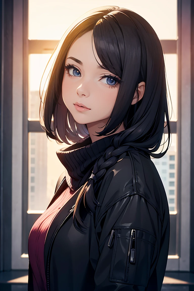 #Basics A girl is posing for a photo, animeのかわいい女の子, (((One Girl, Baby Face, Young girl, ))),
BREAK
#Clothing Accessories
(White Collar Dress Shirt) + (blue suit jacket:1.4) + (Blue suit vest:1.4) + (Blue shiny pencil mini skirt:1.4) + (Black Pantyhose) + (Black high heels),
red gem earrings, Silver Necklace,
BREAK
#Features
(Black Hair), (Bangs that expose the forehead, Beautiful forehead), (Pixie Cut Hair : very short back hair + Hair that bounces out),
(Droopy eyes, blue eyes), (Small breasts),
BREAK
#background environment
(noon、(A beautiful, sunny office, Modern Building, You can see the building from the window.))
#Facial Expression Pose
((Wicked Smile, Teeth are visible), (A confident and powerful atmosphere, A commanding presence, Sit on a desk)),
#composition
((Face the camera, Angle from below, Cowboy Shot)),
BREAK
#Body parts elements
(Detailed hair, Beautiful Hair, Shiny Hair),
(double eyelid, Long eyelashes),
(Expression of fine eyes, Beautiful and delicate eyes, Sparkling eyes, Eye Reflexes, Glitter Eyeliner),
(Human Ear),
(Beautiful Nose, Thin Nose),
(Glossy lips, Beautiful Lips, Thick lips, Glossy Lips, Natural Cheeks),
(Detailed face, Symmetrical facial features),
(Detailed skin, Textured skin, Beautiful Skin, Shiny skin),
BREAK
#Quality
(((Highest quality)), ((masterpiece)), ((Very detailed))), ((High resolution), (16K,1080P)),
(Realistic), (Anatomically correct),
((comics, anime)), (3DCG), CG illustration,