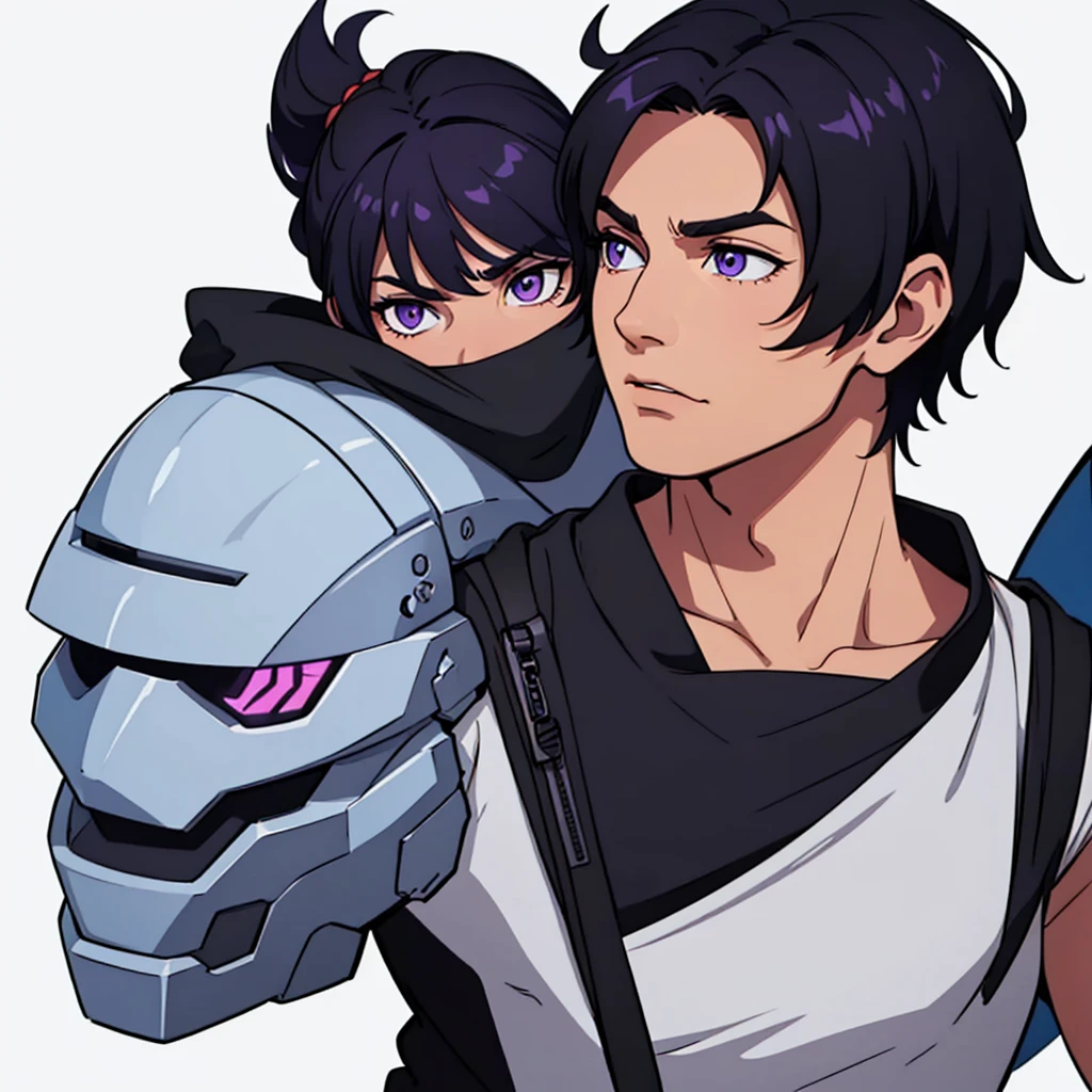 short black hair, highres, high resolution, masterpiece, wide purple eyes, talking, neutral face, confident, masterpiece, best quality, highres, 1 man, Baro Shoei blue lock, extremely short hair, black hair, short hair, teenager, colorful hair, light background, full body, teenager, colorful parts, symbols, dark , bold, realistic mixing dark lines and loose lines, bold lines, on paper, human man, full body, imposing pose, stylish outfit, dark theme, handsome, attractive, boastful, standing, male, sharp chin, wide jaw, square face, white background, highres, high resolution, masterpiece