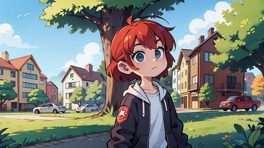 there is a neighborhood, bright sunny