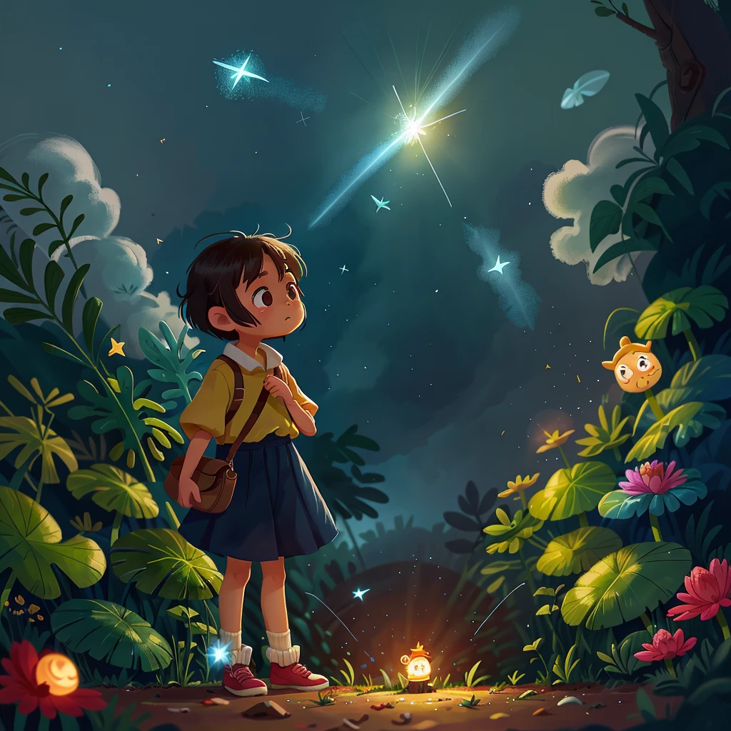 At the moment when the little light made a wish,A shooting star crossed the sky,It tells the little light,As long as she bravely embarks on the journey,You can find a way to make yourself brighter。