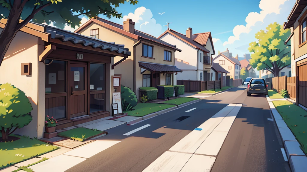 there is a neighborhood, Street, bright sunny