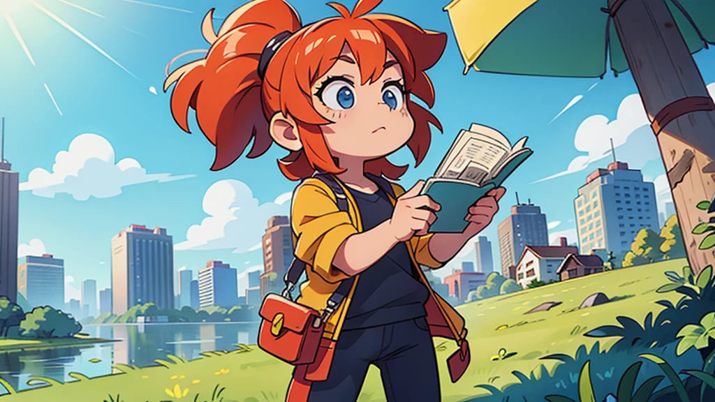 there is a city, bright sunny