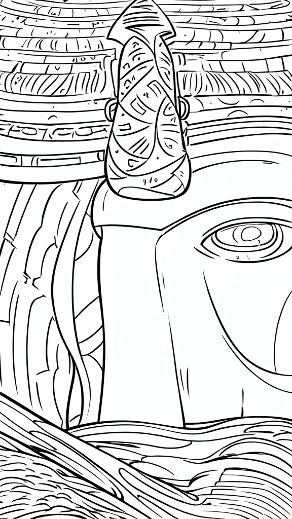 coloring adult page, Ancient Egypt, scenery ((cartoon style, accurate, thick lines, low details, blank and white, no shading,))