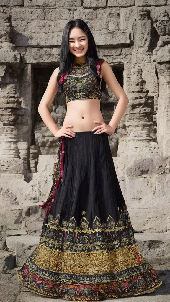  A india cute gril blac hair cute smile dress lehenga  at temple   insgram  model 19years old