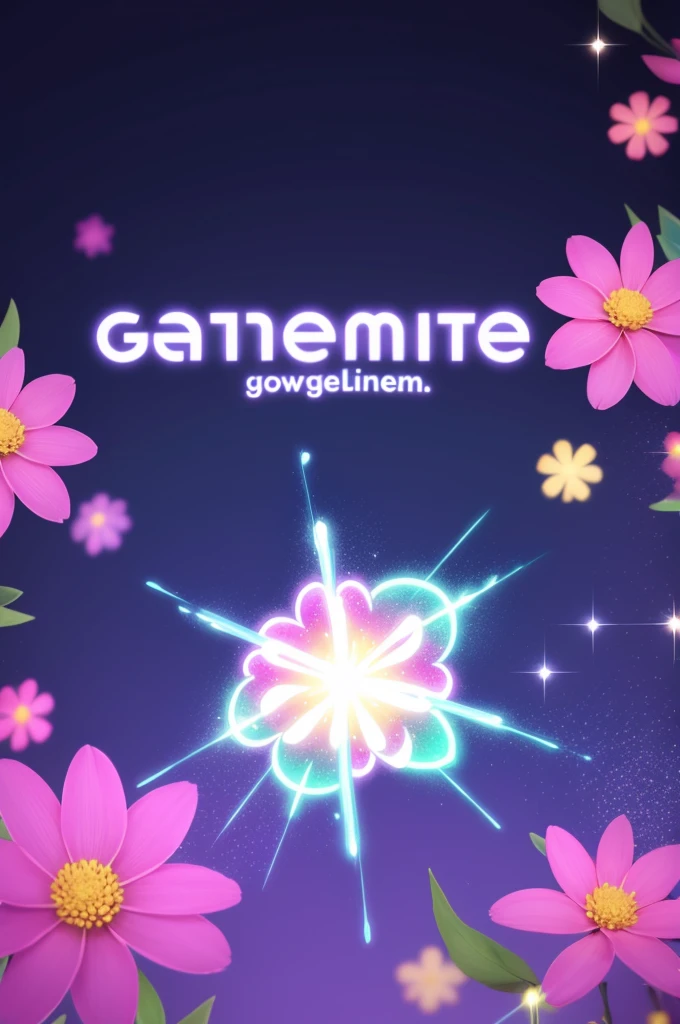 Generate Pure Glow logo with sparkles and flowers background