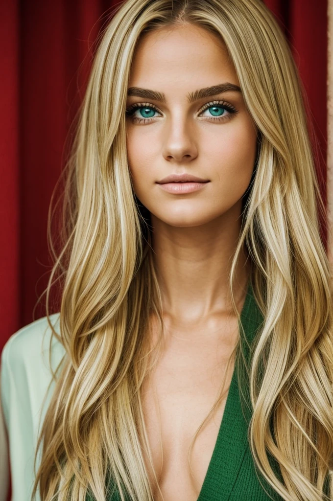 Italian girl with blonde hair and green eyes 