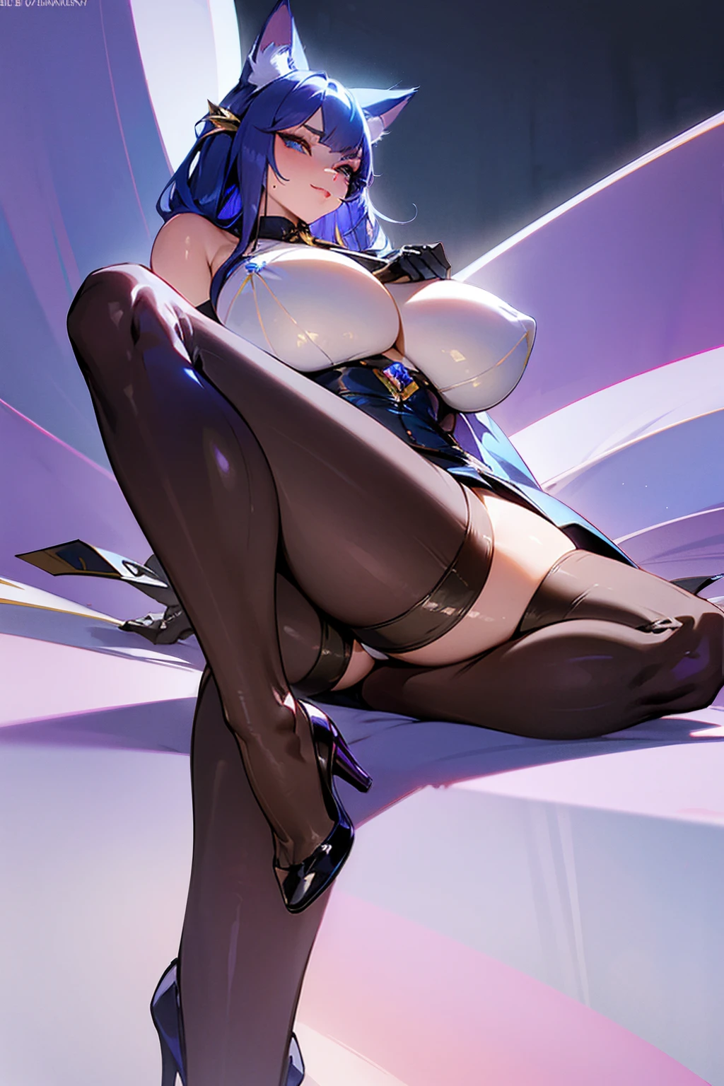 photorealestic, Ultra high resolution, complicated, Hyperdetailed, (Skin indentation), adorable, Female, detailed body , (detailed face:1.1), (outlined iris), (Marking lenses), (perfect eyes), 4K, Nice, (​masterpiece:1.2), (best quality:1.2), (one Nice woman), wide hips, thick thighs, (big boobs:1.2) e (huge breasts:1.2),NSFW!,Fox!,Krystal (Star Fox),comic, Furry , Opened, naked, High Heels, Short top, Miniskirt, neck ribbon, slutty, seductive pose, perky breasts, dick, (alone)