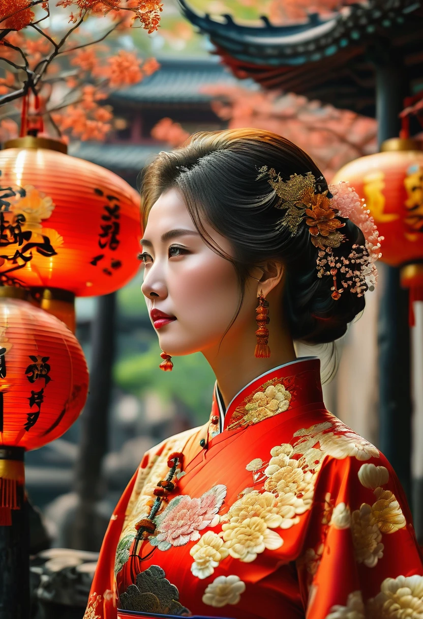 Cheongsam, by Peter Lindberg, RAW photo, 35mm photograph, bokeh, best quality, masterpiece, very aesthetic, perfect composition, intricate details, ultra-detailed