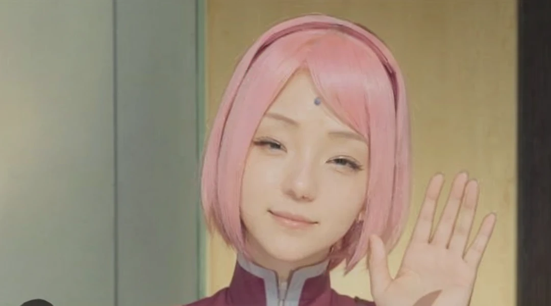 a close up of a person with pink hair waving, Haruno Sakura, Sakura Haruno, Sakura Haruno in slug sage mode, yaoi kasuma, from naruto, Sakura Kinomoto, megumu okada, inspired by Tsuruko Yamazaki, sakura petals around her, Inspired by Munakata Shikō, as an anime character