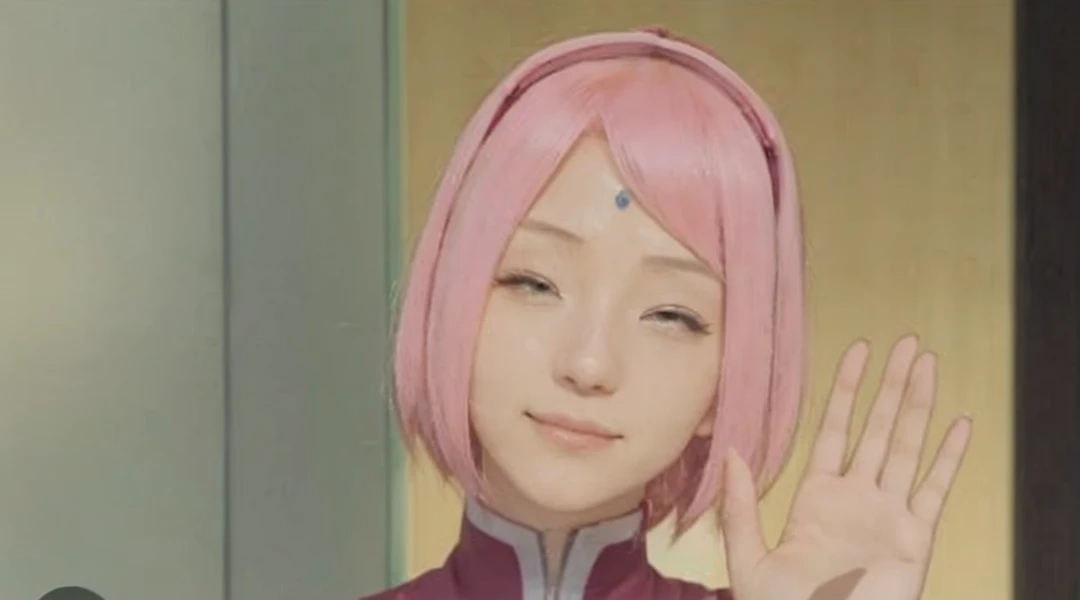 a close up of a person with pink hair waving, Haruno Sakura, Sakura Haruno, Sakura Haruno in slug sage mode, yaoi kasuma, from naruto, Sakura Kinomoto, megumu okada, inspired by Tsuruko Yamazaki, sakura petals around her, Inspired by Munakata Shikō, as an anime character