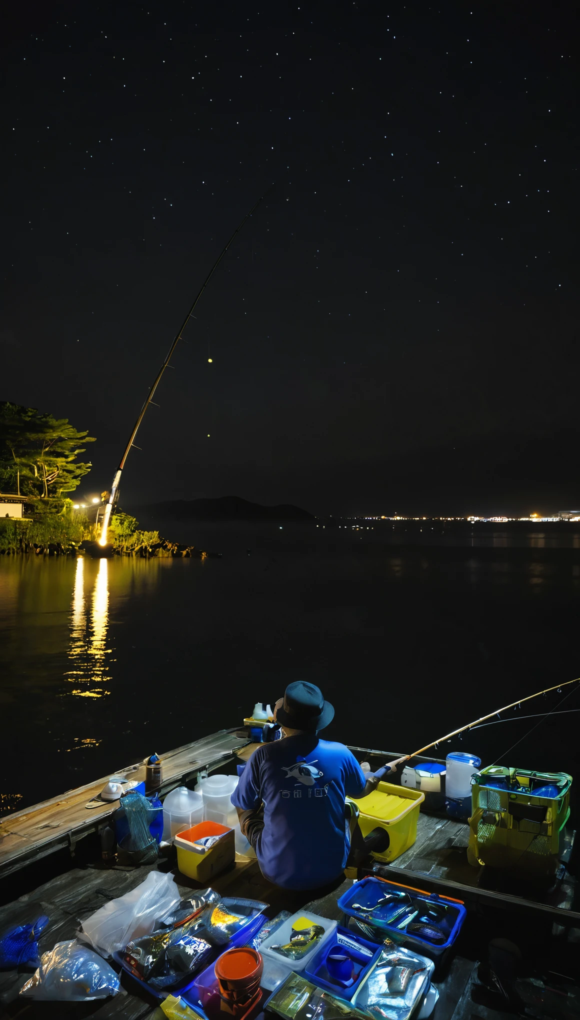 fishing、night、