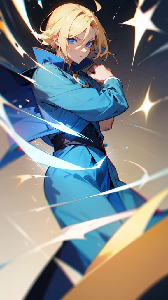 Mage man blond hair blue eyes
