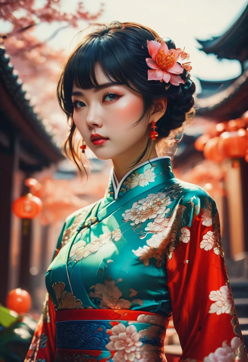 Cheongsam, by ILya Kuvshinov, RAW photo, 35mm photograph, bokeh, best quality, masterpiece, very aesthetic, perfect composition, intricate details, ultra-detailed
