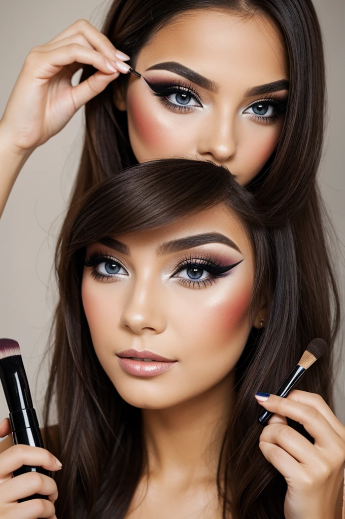 Girl with cosmetics make up