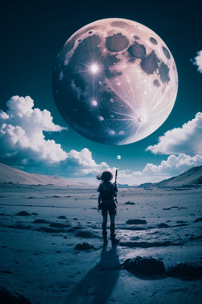 moon queen singing to a crescent moon, sitting on a crescent moon, 8k resolution