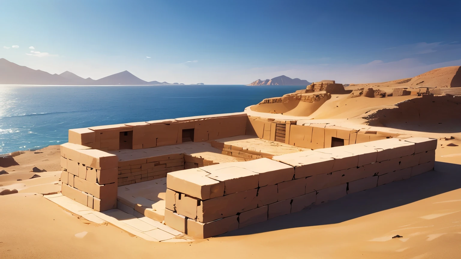 a high quality image a mastaba in ancient egypt, With much sun
