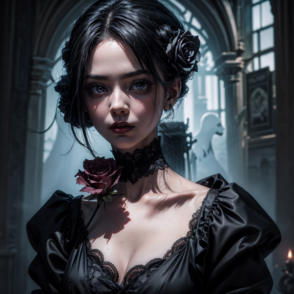 A undead girl blows a kiss towards the camera