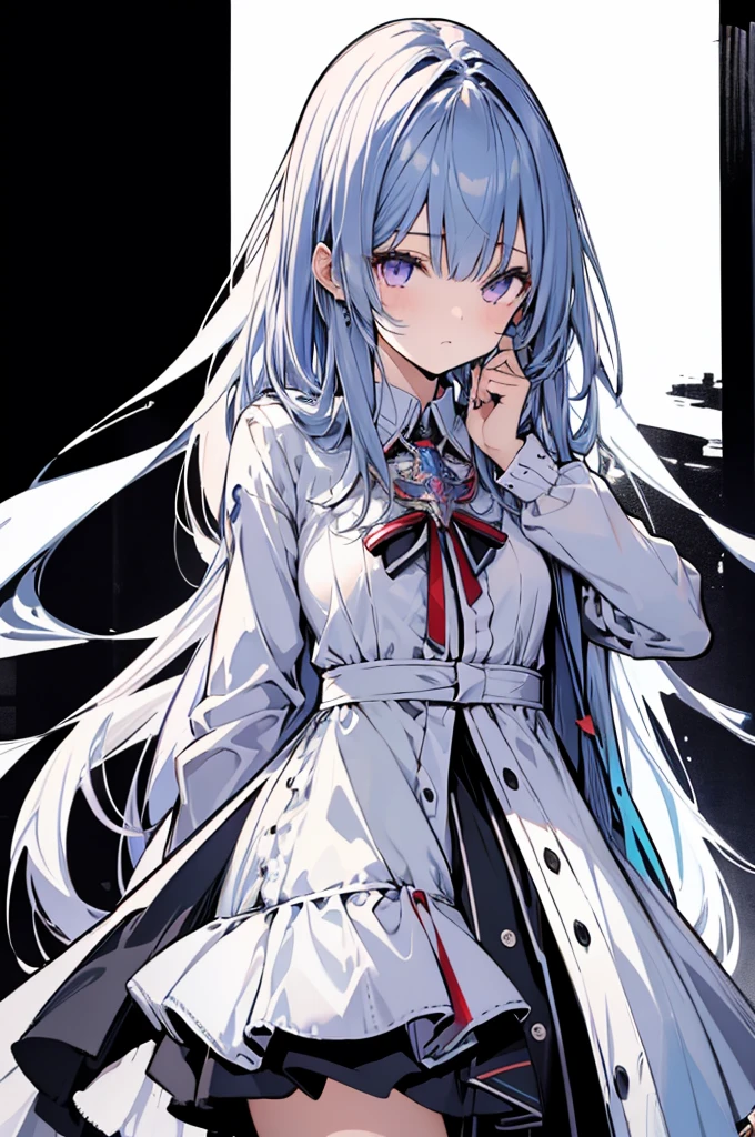 leaning front with hands out in the air,girl from upper view、(masterpiece, highest quality, official art:1.2), (flat color:1.5),looking at the viewer,1 girl,alone, white background, ,(2d:1.5) ,whole body、Masterpiece、Popular on pixiv、Girl、dress、bouquet、sight、disorganized, absolute resolution, incredibly disorganized, High resolution, Looking at this、stare