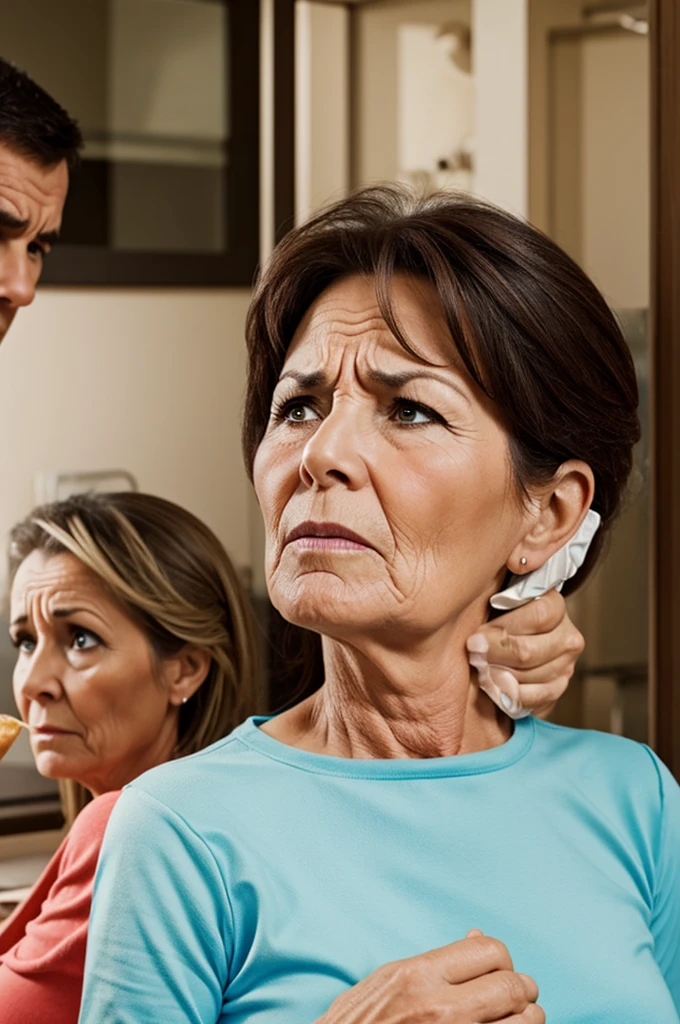 sad face of 60 year old wife because her husband has erectile dysfunction and her children are hungry cartoon