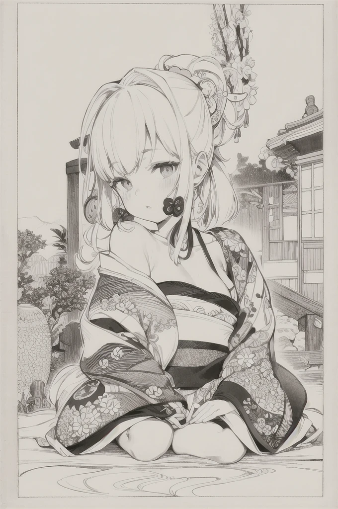 Japanese Anime Kawaii coloring pages in black and white for children. Easy to color for kids. Japanese line art